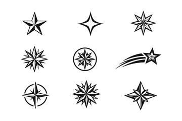 Obraz premium Collection of various traditional star and compass symbol designs