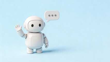 Fototapeta premium White robot waving hand with speech bubble