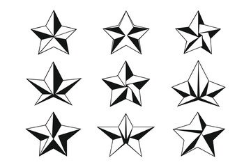 Obraz premium Variations of star shapes with different internal geometric configurations and shading