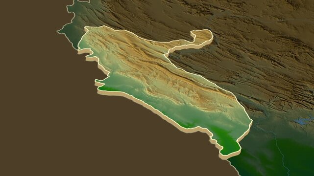 Ilam province extrusion on physical map - inset map with province location in Iran