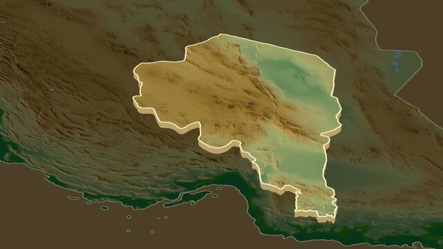 Kerman Province Extrusion on Physical Map - inset map with province location in Iran