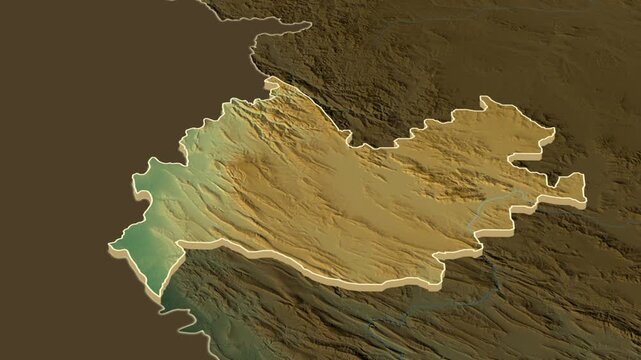 Kermanshah province extrusion on physical map - inset map with province location in Iran