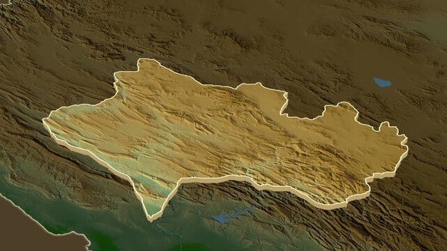 Lorestan province extrusion on physical map - inset map with province location in Iran