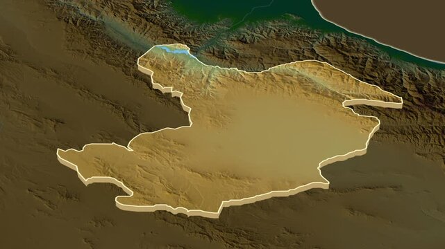 Qazvin Province Extrusion on Physical Map - inset map with province location in Iran