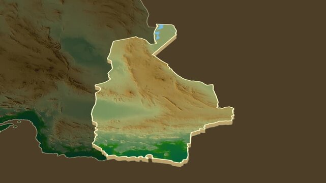 Sistan and Baluchestan Province, Iran. Extrusion on Physical Map - inset map with province location.