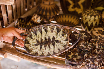 Handwoven Mangyan Basket Bowl at Craft Stall in Mindoro