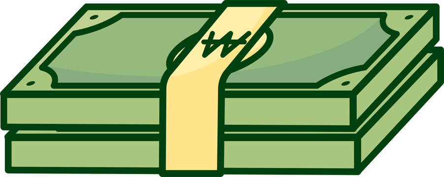 Bundled won money stack vector