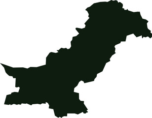 Obraz premium Pakistan Map Silhouette – Detailed Black Vector Outline of Pakistan Borders on White Background