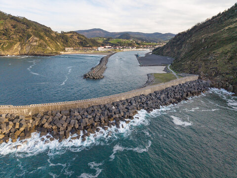 Panoramic view of Orio from the breakwater. Gipuzkoa, Basque Country