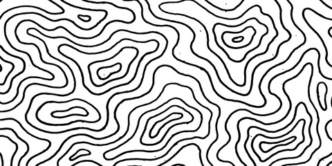 Fototapeta premium Topographic Contour Line Pattern - Abstract Black and White Seamless Map Style Background