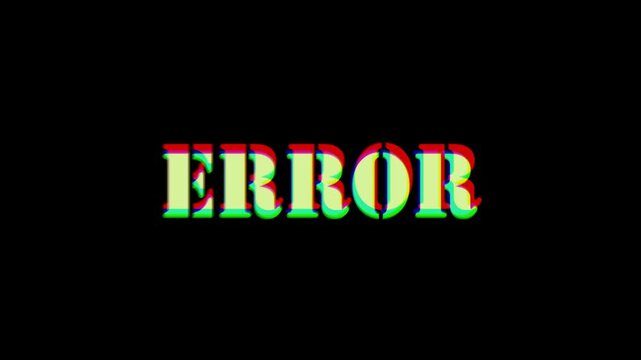 Glitch error message on screen.