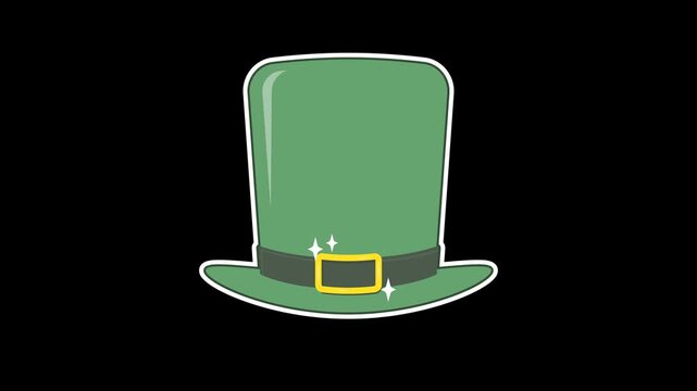 Professional seamless looping animation of a green Leprechaun hat moving up and down; celebrating Irish culture and luck on a transparent alpha channel background in 4k horizontal resolution