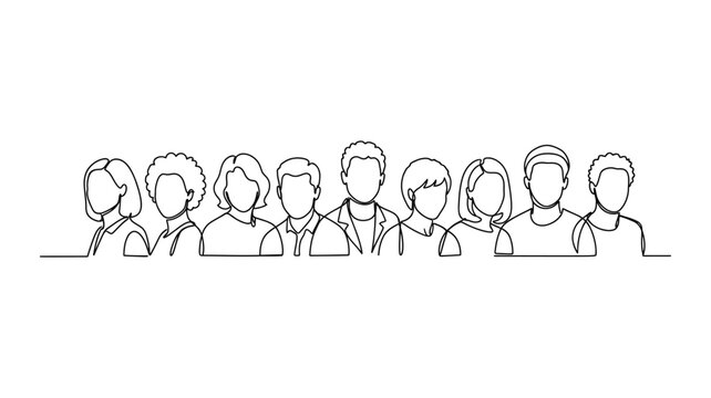 A line drawing of diverse people.