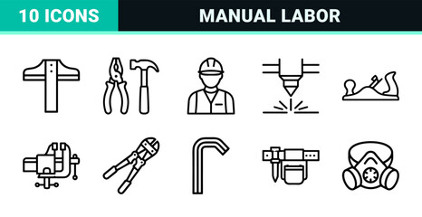 Fototapeta premium Construction and Carpentry Tools Minimalist Monoline Geometric Line Art for Professional Industrial Hardware Interface Design