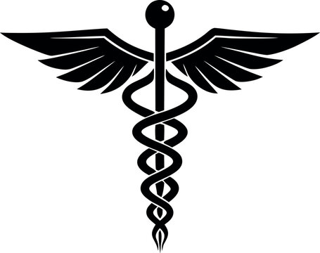 caduceus silhouette vector, Caduceus medical symbol vector