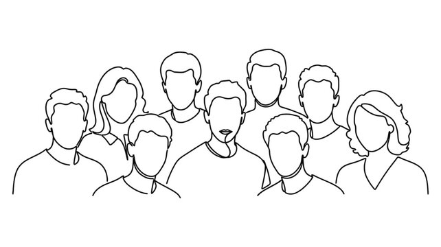 Continuous line drawing of diverse group.