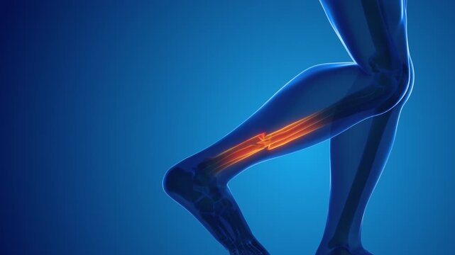 Broken leg bone pain medical concept