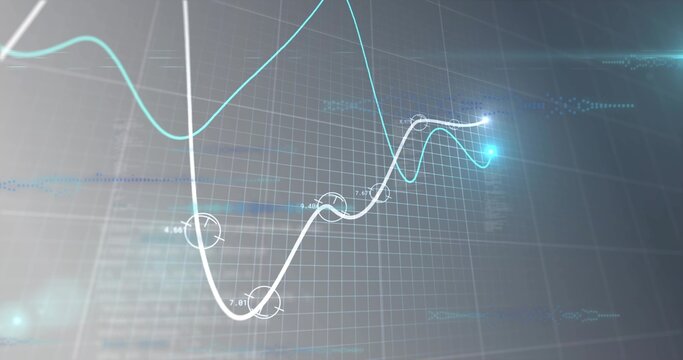 Displaying thick white trend line marking rings on virtual 3D plotting surface with cyan glow