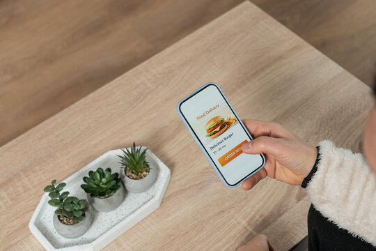 Individual ordering food delivery using mobile application on phone