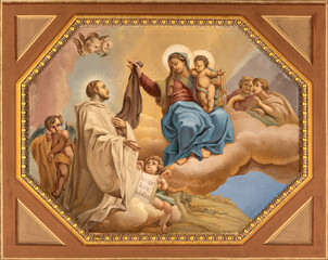 Fototapeta premium MONZA, ITALY - MARCH 19, 2026: The fresco in the church Chiesa San Gerardo al Corpo C. Tansini from 20. cent. 