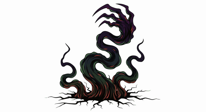 A shadowy, gnarled, tentacled entity with clawed fingers