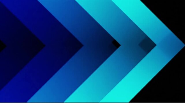 Abstract graphic background with blue and cyan gradient chevron arrows pointing right.