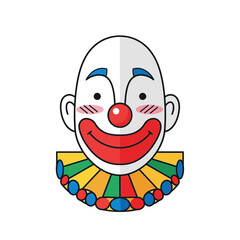 Obraz premium Happy Clown Face with Colorful Ruffle Collar - Flat Design