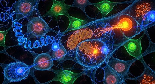 Microscopic Cellular Structure Background for Biotechnology, Medical Research, and Scientific Discovery