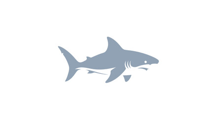 Minimalist Grey Shark Silhouette on White Background © Alienmarsh