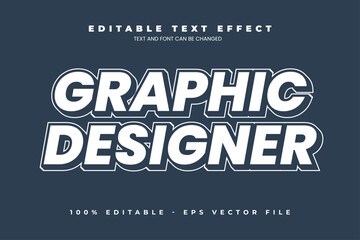 Obraz premium Graphic Designer Editable text effect vector, minimalist clean typography style, modern elegant lettering for professional branding.