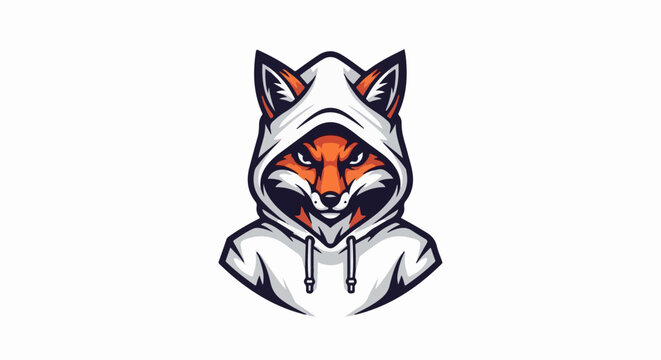 A fierce fox wearing a white hoodie, rendered in a pixelated art style