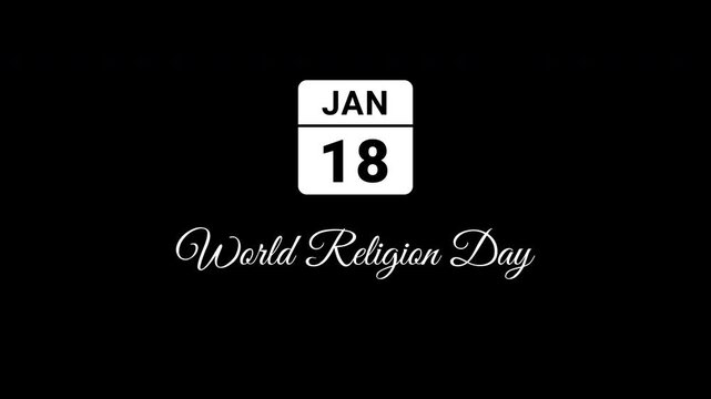 Jan 18th World Religion Day White Animated Calendar
