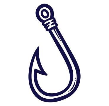 Hand drawn fishing hook illustration perfect for various designs related to angling and outdoor activities