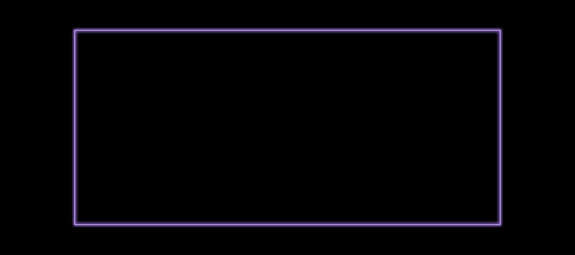 Dark purple neon rectangle frame glowing on black background. Futuristic digital design with deep luminous light effect.
