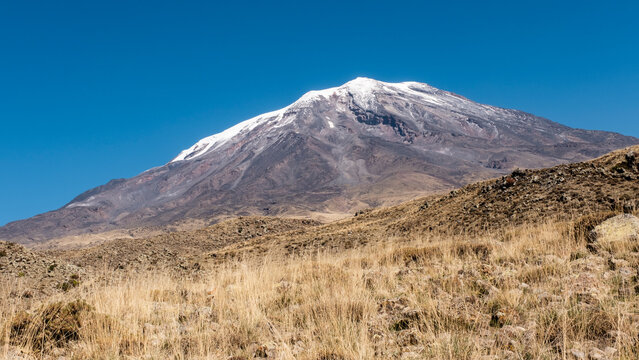 View of Mount Big Ararat in autumn, the Turkish side