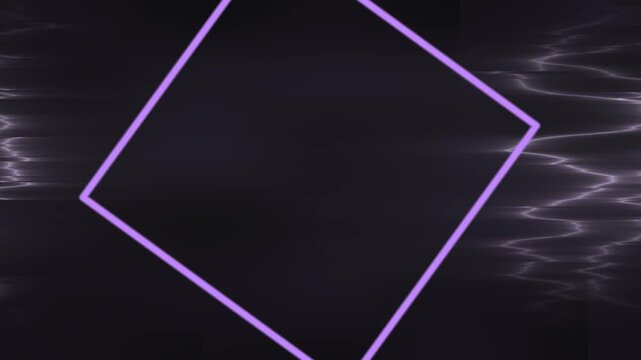 Abstract digital artwork, a purple diamond outline on dark background, light effect
