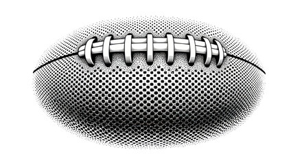 American Football Ball Illustration - Halftone Dot Pattern, Black and White © Buku