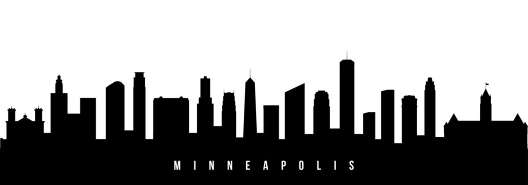 Vector silhouette illustration of Minneapolis urban skyline. Modern minimalist cityscape graphic, perfect for travel, banners or backgrounds.