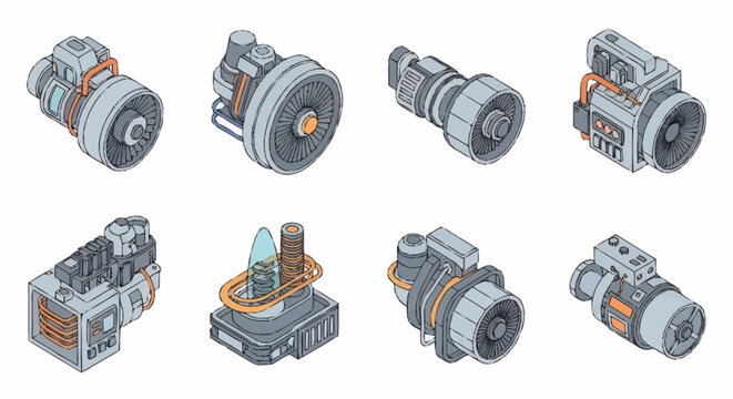 Collection of Industrial Machinery Components and Equipment.