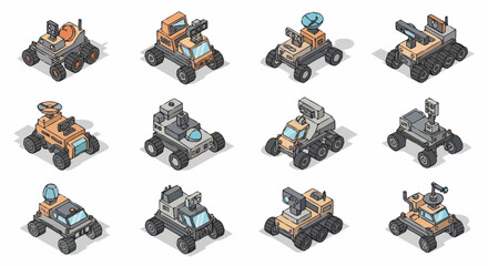 Collection of Futuristic Sci-Fi Robotic Vehicles and Drones. © mbak