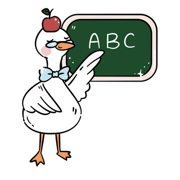 silly goose teacher, classroom teaching illustration