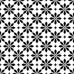 Fototapeta premium Black geometric flower pattern with symmetrical stars and dots on gray transparent background for modern minimal surface design.