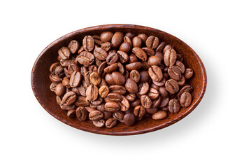 Fototapeta premium Coffee beans in wooden bowl