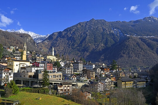 Ski and hiking resort - Chiesa in Valmalenco, comune in the Province of Sondrio, Lombardy, Italy, located about 100 kilometres northeast of Milan, on the border with Switzerland.