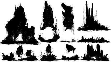 Obraz premium Underwater gem bundle showcasing stalagmites and glow, illustration collection