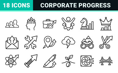 Fototapeta premium Business Growth and Financial Success Concepts in Minimalist Monoline Style for Corporate Development and Strategic Data Analysis
