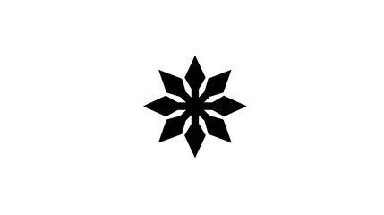 Obraz premium Minimalist abstract black geometric star or snowflake symbol. Clean modern graphic design element on white background.