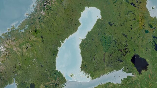 Gulf of Bothnia - Highlighted Geographic Boundaries on Natural Color Map