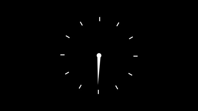  Analog and digital clock black background 4k video. Clock Animated on Black Background. simple clock icon animation. effect sign symbol on black background .