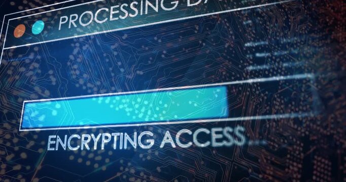 Server ping initiating, progress bar advancing while status labels shifting, showing secure access